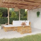 Salon de jardin 4 pcs avec coussins bois de teck solide