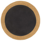 Tapis tressé noir et naturel 150 cm jute et coton rond