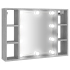Armoire à miroir avec led 76 x 15 x 55 cm gris helloshop26 02_0006678