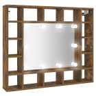 Armoire à miroir avec led chêne fumé 91x15x76,5 cm