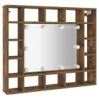 Armoire à miroir avec led 91 x 15 x 76,5 cm chêne fumé 