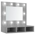 Armoire à miroir avec led 60 x 31,5 x 62 cm gris helloshop26 02_0006676