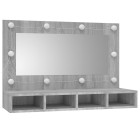 Armoire à miroir avec led 90 x 31,5 x 62 cm gris helloshop26 02_0006679
