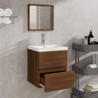 Armoire de bain et miroir chêne marron bois d'ingénierie