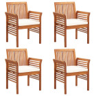 Chaises de jardin avec coussins 4 pcs bois d'acacia massif - Couleur au choix