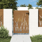 Portail de jardin 85x125 cm acier corten conception d'herbe
