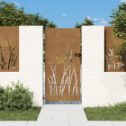 Portail de jardin 85x175 cm acier corten conception d'herbe