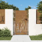 Portail de jardin 105x180 cm acier corten conception d'herbe
