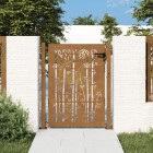 Portail de jardin 105x155 cm acier corten design de bambou