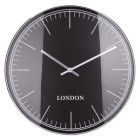 Horloge murale cadre argenté london noir et argenté