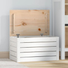 Boîte de rangement blanc 59,5x36,5x33 cm bois massif de pin