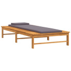 Transat chaise longue bain de soleil lit de jardin terrasse meuble d'extérieur et coussin/oreiller gris foncé bois massif acacia helloshop26 02_0012773