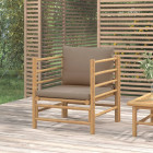 Canapé de jardin avec coussins taupe bambou