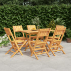 Ensemble à dîner de jardin 7 pcs bois de teck solide