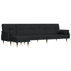 Canapé-lit en forme de l noir 271x140x70 cm velours