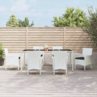 Ensemble à manger de jardin et coussins 7 pcs blanc poly rotin