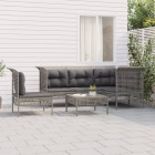 Salon de jardin 6 pcs avec coussins gris résine tressée