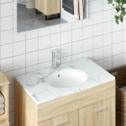 Évier de salle de bain blanc 38,5x33,5x19 cm ovale céramique