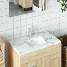 Évier de salle de bain blanc rectangulaire céramique