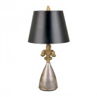 Lampe rodrigue, or et argent, avec abat-jour noir