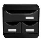 Set de tiroirs de bureau small-box black 3 tiroirs brillant