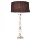 Lampe polina, nickel et cristal, abat-jour noir 34 cm
