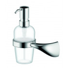 Distributeur de savon liquide mural serie monaco en zinc chromé réceptacle en verre dépoli anneau d'amortissement plastique tête de pompe en laito
