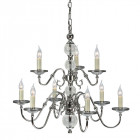 Chandelier tilburg, nickel poli, cristal, 9 éclairages
