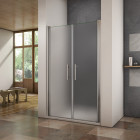 Porte de douche pivotante 2 volets en verre sablé - Dimensions au choix