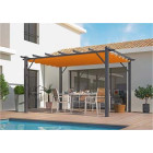 Pergola aluminium gris anthracite poteaux grosses sections 7 lambourdes avec toile d ombrage rouille 12 m2, altper4030gr