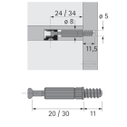 Goujon Twister euro DU 243 HETTICH - Serr. 20 mm - 5/11x24 - 20056