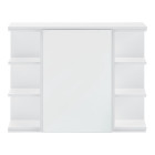 Placard mural design meuble de rangement à suspendre meuble de salle de bain porte avec miroir étagères réglables panneau de particules mélaminé 64 x 80 x 20 cm blanc 