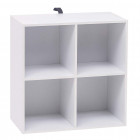 Bibliothèque en bois à 2 niveaux 4 cubes support pour bureau 60x30x60cm blanc