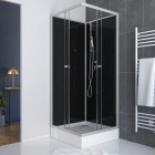 Cabine de douche carrée 195x80x80 - porte coulissante en verre trempé 5mm + receveur blanc squary black 2 80