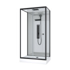 Cabine de douche hydromassante 110x80x215 cm - fond gris et profilés noir mat - grey style Aurlane - CAB194