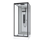 Cabine de douche hydromassante 90x90x215 cm - fonds gris et profilés noir mat - grey style Aurlane - CAB195