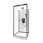 Cabine de douche carrée extra blanc et profilé noir mat - Lunar square 80 - Dimensions au choix