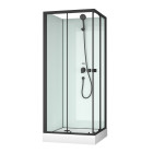 Cabine de douche carrée 80x80x200 cm - portes coulissantes - fonds blancs & profilés noir mat Aurlane - CAB269