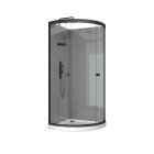 Cabine de douche 1/4 de cercle 90x90x215 cm - receveur bas - fonds gris profilés noir mat - foggy low Aurlane - CAB282