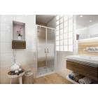 Porte de douche ancoswing, 2 battants, verre sérigraphié sécurité 5mm, profil blanc - Dimensions au choix