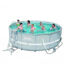 Piscine ronde power steel frame pools avec pompe de filtration à cartouche + tapis de sol + bâche + échelle de sécurité - bestway - ý4.27m x h1.22m