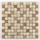 Mosaïque antidérapante pierre naturelle square - 30.5x30.5x0.7cm - botticino/brown mix