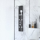 Colonnne de douche hydromassante - 125x25x7cm - verre noir 6mm - accessoires chrome - epsilon 2 Aurlane - COL053