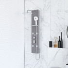 Colonnne de douche hydromassante - 125x25x7cm - verre gris 6mm - accessoires chrome - epsilon 2 Aurlane - COL054