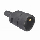 Fiche femelle étanche caoutchouc 2P+T 16 ampères sortie câble droite DEBFLEX Noir - 713590