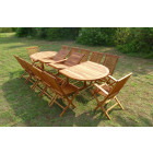 Ensemble de jardin en teck huilé haasi 10 chaises 2 fauteuils jumak