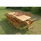 Ensemble de jardin en teck huilé kaloa 10 chaises 2 fauteuils jumak