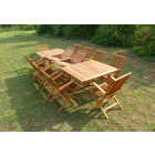 Ensemble de jardin en teck huilé kaloa 10 fauteuils pliants jumak