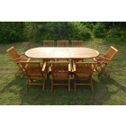 Ensemble de jardin en teck huilé munggi 8 fauteuils pliants jumak