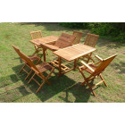 Ensemble salon de jardin en teck huilé sidan 4 chaises 2 fauteuils jumak